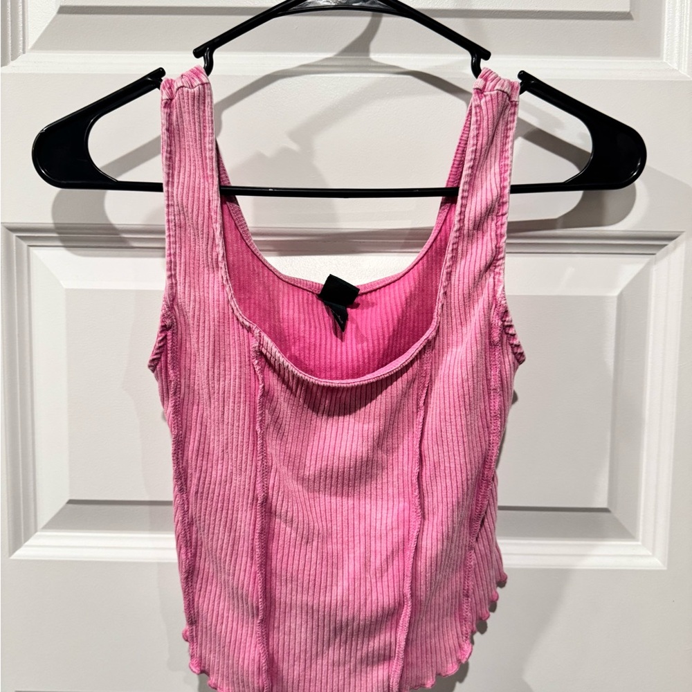 Pink Ribbed Women's Top